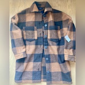 NEW Gap Teen Oversized Fleece Plaid Shirt Jacket